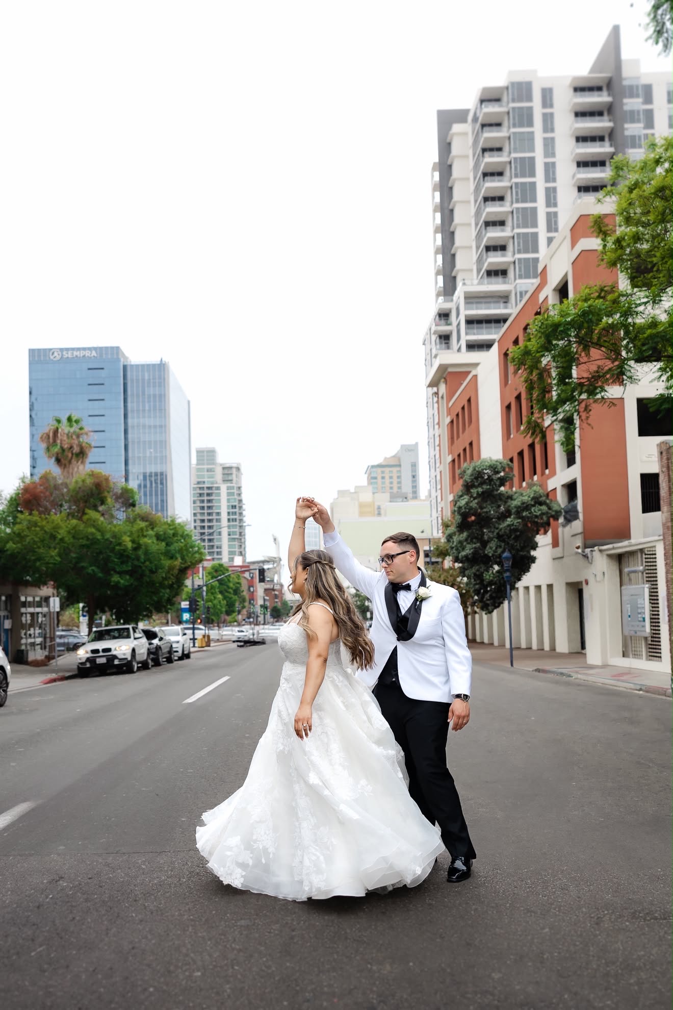 Bride and groom downtown San Diego by Jazlyn
